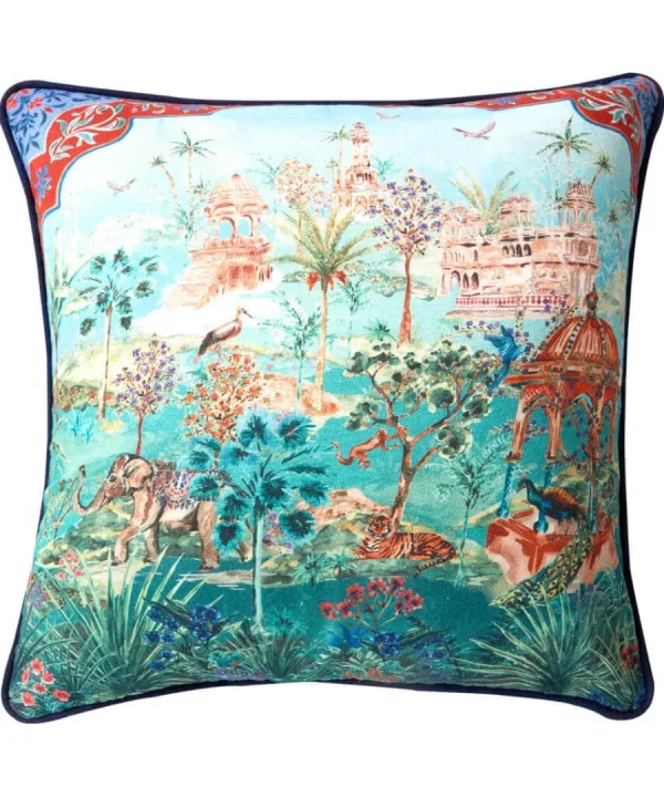 Online Joe Browns Peaceful Pergola Scene Reversible Cushion Blue