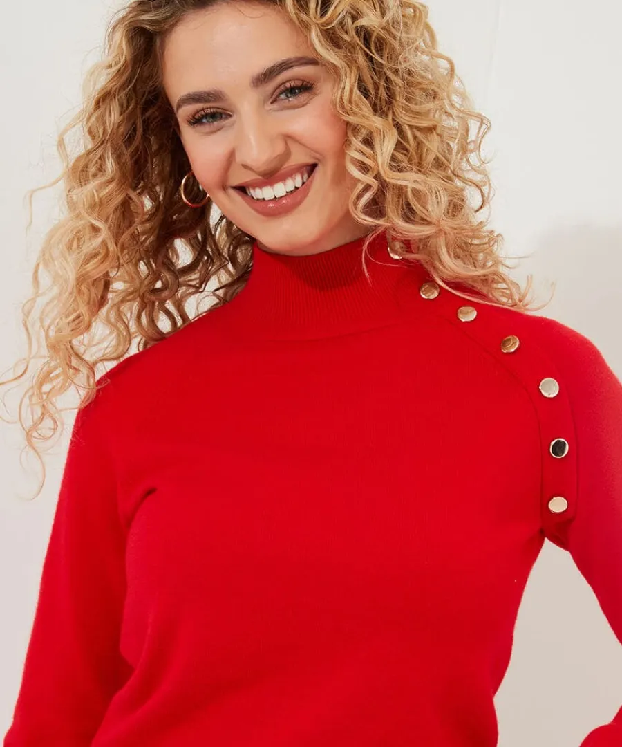 poppy_high_neck_jumper_3.webp Best Joe Browns Poppy High Neck Jumper Red / Black