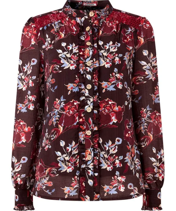 Clearance Joe Browns Prettiest Floral Blouse And Cami Aubergine