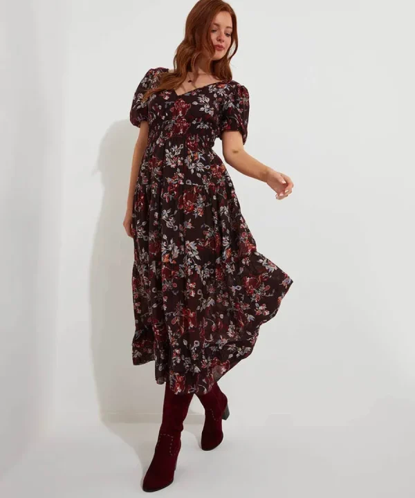 Cheap Joe Browns Prettiest Floral Dress Aubergine