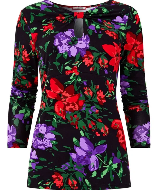 Cheap Joe Browns Shona Floral Keyhole Jersey Top Black