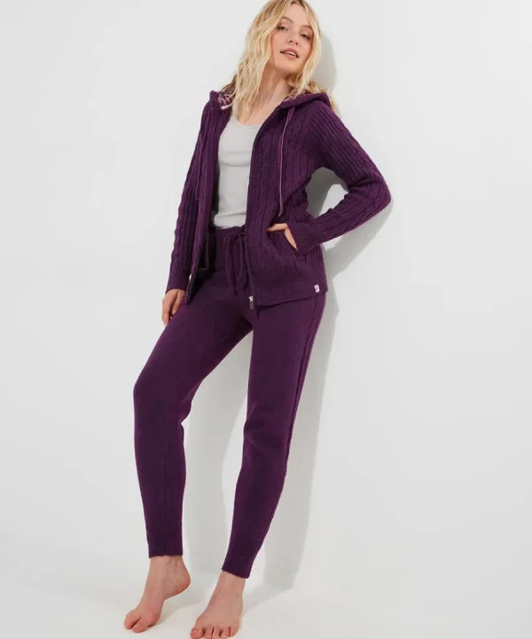 Best Sale Joe Browns Sloe Joes Knitted Cable Joggers Purple