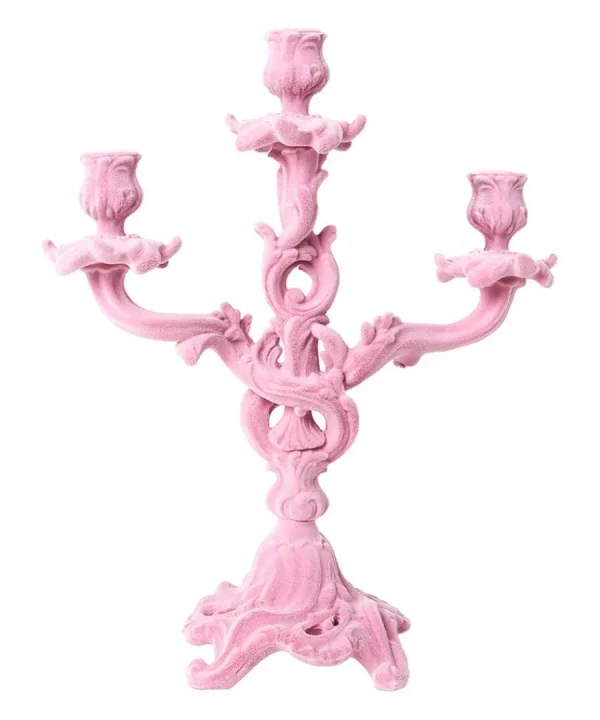 Online Joe Browns Soft Flock Ornate Candle Holder Pink