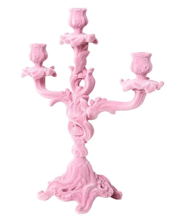 Online Joe Browns Soft Flock Ornate Candle Holder Pink