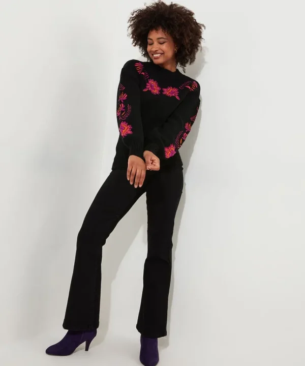 Cheap Joe Browns Stunning Florals Embroidered Jumper Black